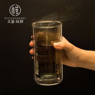 木笙玩物双层玻璃杯耐热高颜值水杯设计感小众创意办公室杯子男生