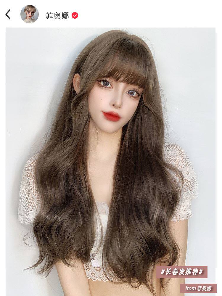 假发女长发 自然全头套式长卷发大波浪减龄韩式发型 中长发假发套