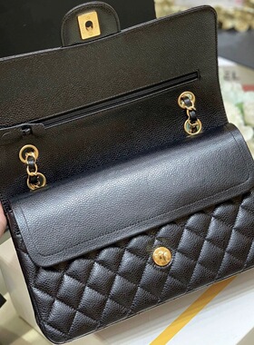 2025新款小香风经典时尚CF黑色菱格小号鱼子酱包包链条单肩斜挎包