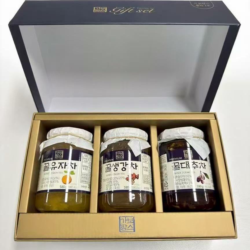 韩国福乐正蜂蜜柚子蜂蜜大枣蜂蜜生姜茶混合冲泡茶礼盒