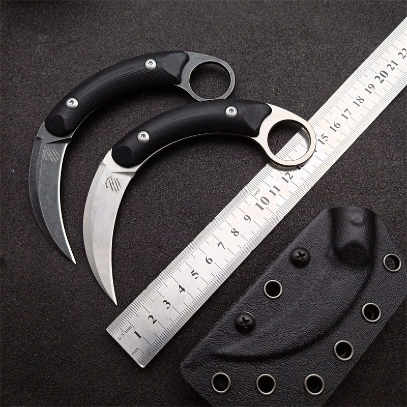 巴斯蒂内利影月爪刀防身高硬度爪子刀户外露营刀具随身 附k鞘腰夹