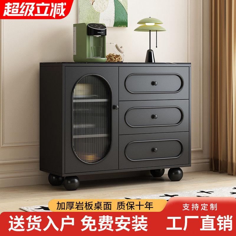 餐柜家用厨房整体橱柜客厅黑色置物柜现代简约边柜靠墙一体茶水柜,住宅家具,餐边柜,淘宝优惠券,粉丝福利购,淘宝优惠卷