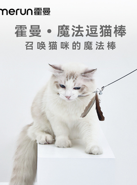 霍曼homerun 伸缩玻纤维木柄仙女羽毛铃铛逗猫棒耐咬猫咪自嗨玩具