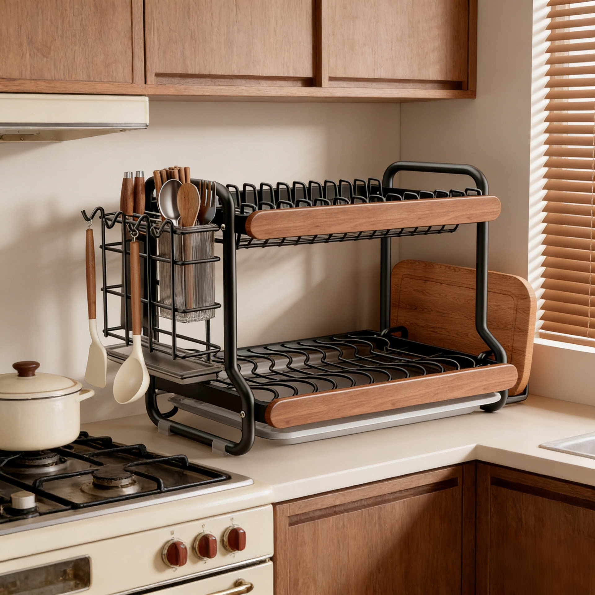 中古风厨房不锈碗碟收纳架沥水架台面多功能置物架碗架碗筷盘碗柜,厨房/烹饪用具,抹布架/厨房清洁收纳架,淘宝优惠券,粉丝福利购,淘宝优惠卷