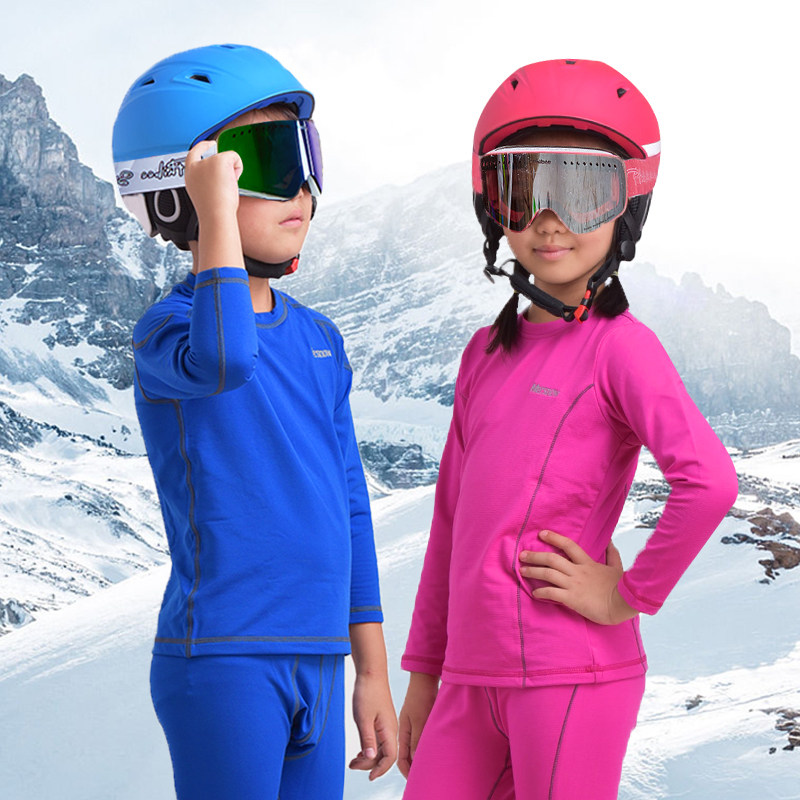 菲比小象滑雪速干衣训练服套装男孩长袖加绒保暖抓绒冬季户外运动