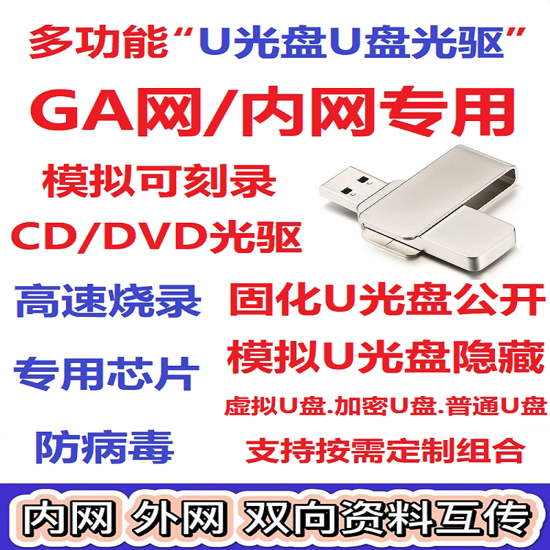 内网优盘模拟可擦写CD/DVD移动光驱USB禁用公安GA网烧录刻录U光盘