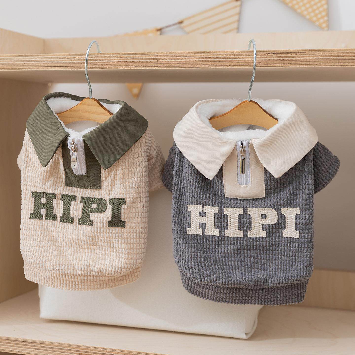 灯芯绒翻领开衫保暖棉衣秋冬新款狗狗猫咪比熊中小型犬宠物衣服