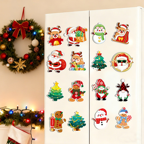 圣诞节创意圣诞树雪人磁吸冰箱贴