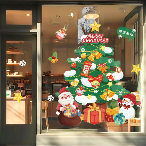 2025新款圣诞节静电贴窗花装饰品