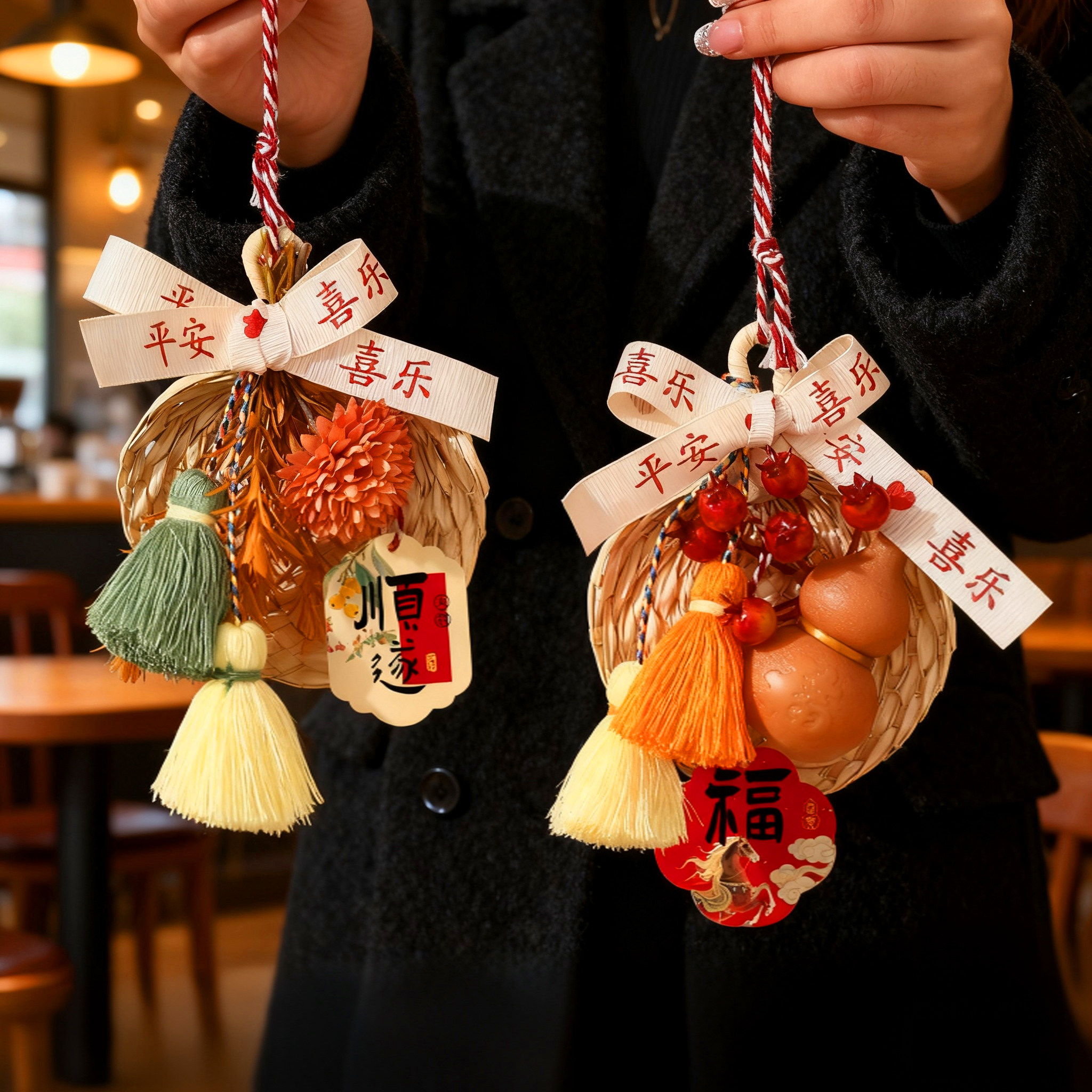 马年过年非遗竹编葫芦灯笼装饰品