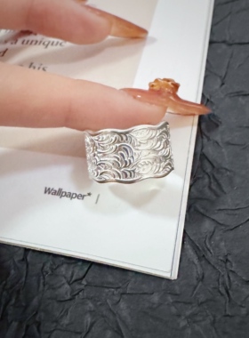 s925纯银《唐草生辉》唐草纹重工设计感高级轻奢气质百搭开口戒指