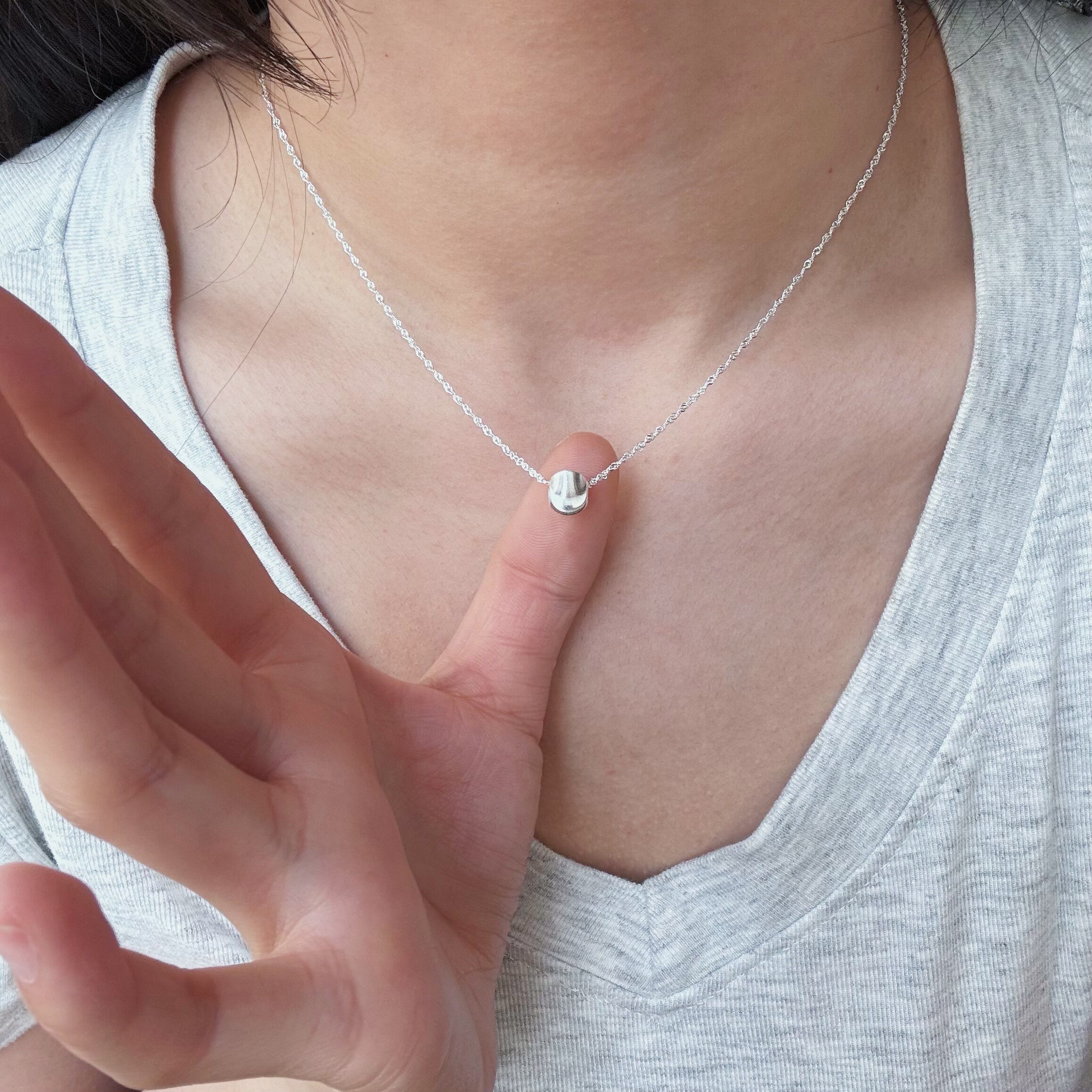 S925纯银猫丝银珠项链