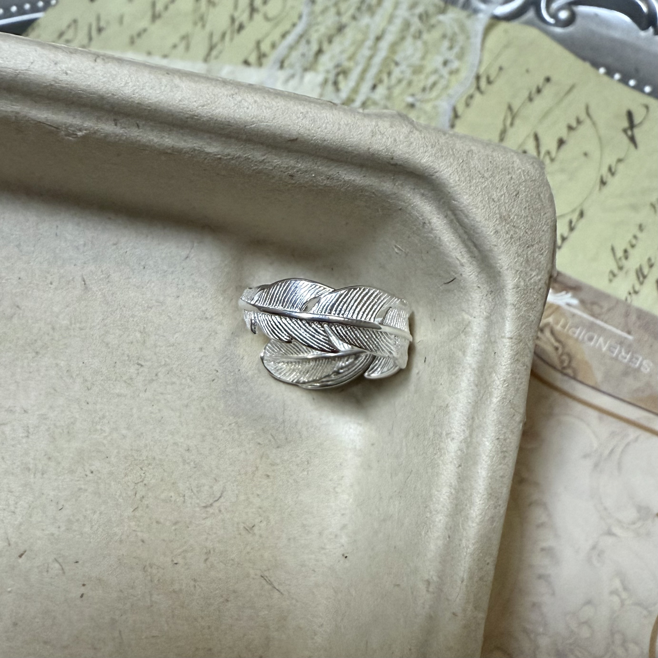 S925纯银《风栖羽环》日韩森系羽毛小众设计轻奢气质百搭戒指