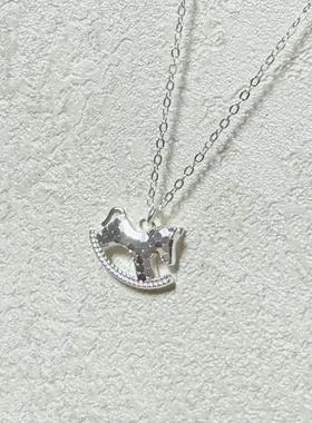 S999足银碎光之跃碎冰冰小木马吊坠项链银链条高级感可爱百搭项链