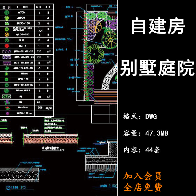 私家别墅庭院设计效果图户外露天小花园装修楼顶阳台露台cad图纸