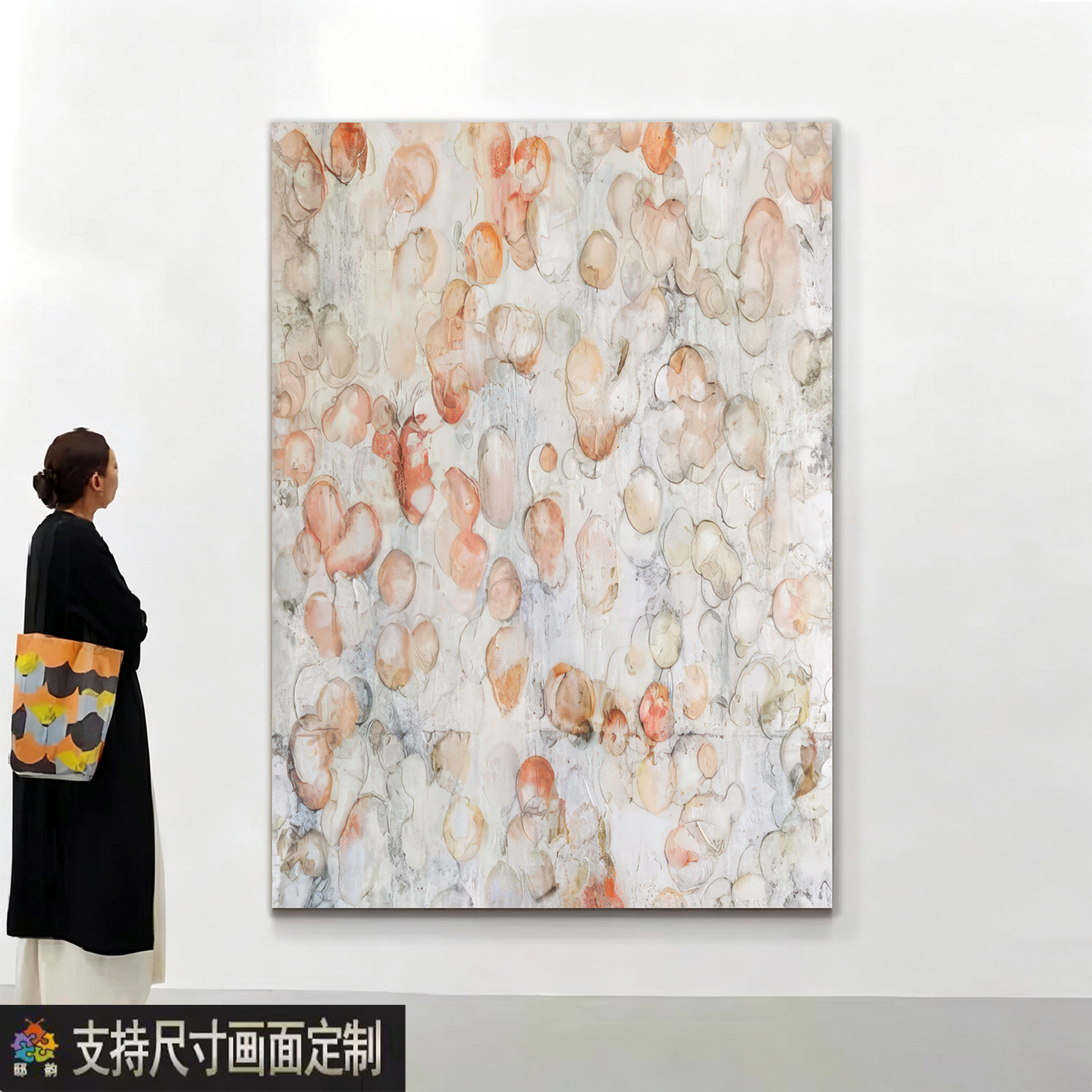 奶油风玄关装饰画砂岩肌理抽象艺术客厅挂画高档餐厅酒店过道壁画