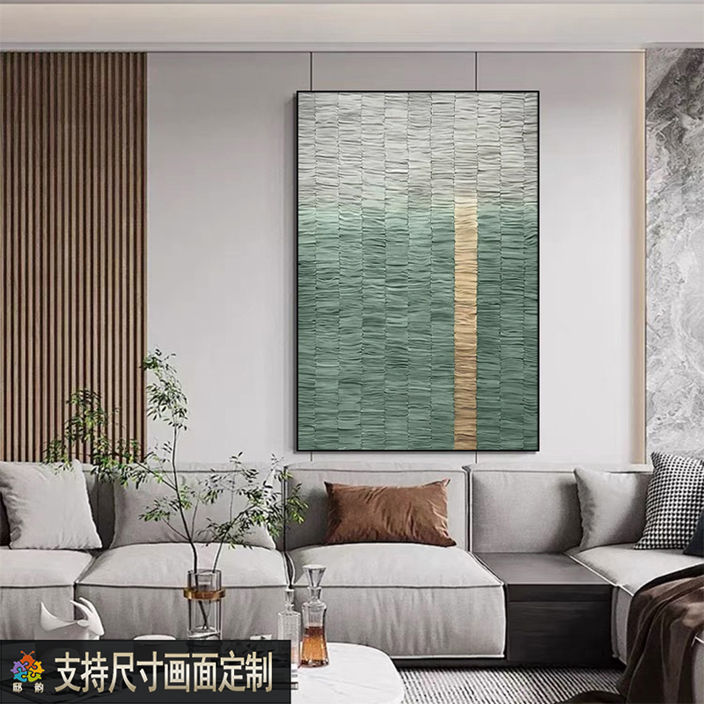 中古侘寂玄关装饰画砂岩肌理高档客厅沙发背景墙挂画定制餐厅壁画