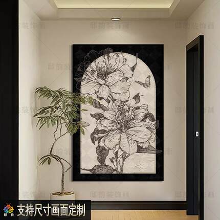 中古风酒店样板间装饰画客厅餐厅晶瓷画民宿背景墙油画布玄关挂画