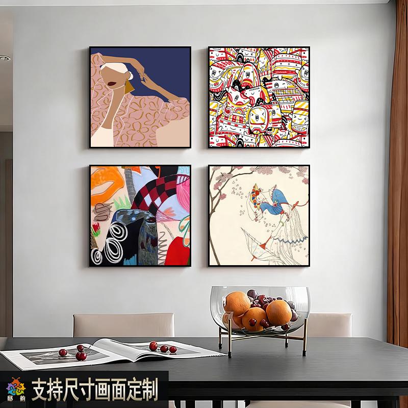 现代抽象新款客厅装饰画走廊过道玄关无边框小众艺术挂画壁画定制