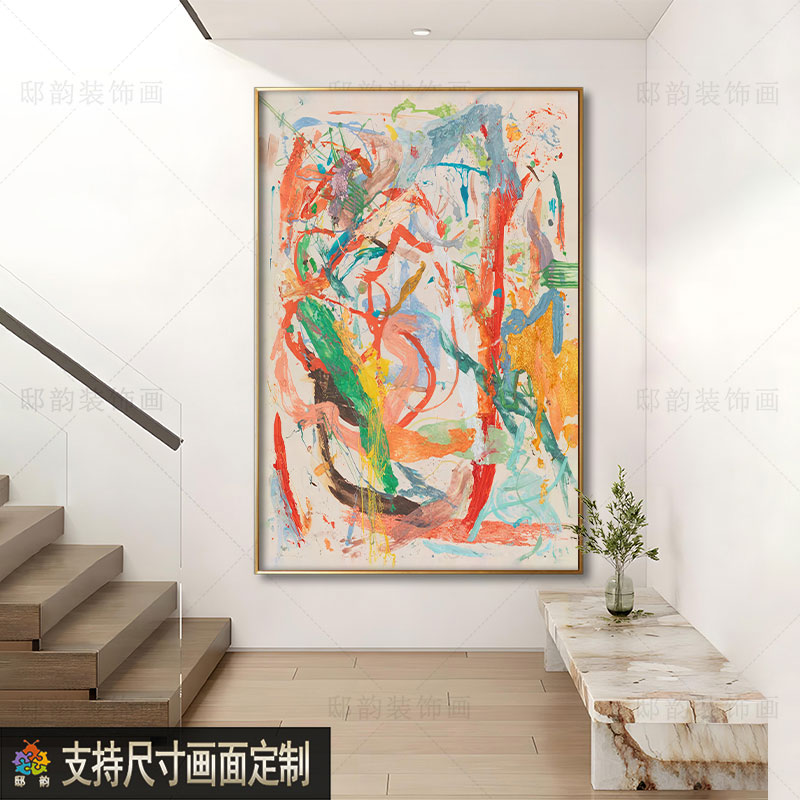侘寂奶油风客厅背景墙挂画民宿酒店软装无框画现代抽象样板间挂画图片