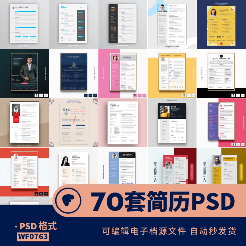 个人简历模板应聘介绍文案排版经验履历公司招聘作业psd设计素材