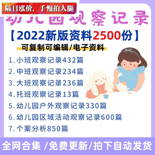 幼儿园观察记录资料电子版户外活动自主游戏获奖区域五大领域区角