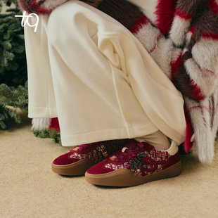 【新年限定】张艺凡同款Talitaqoom焦糖鞋2025加绒新年tq德训鞋女