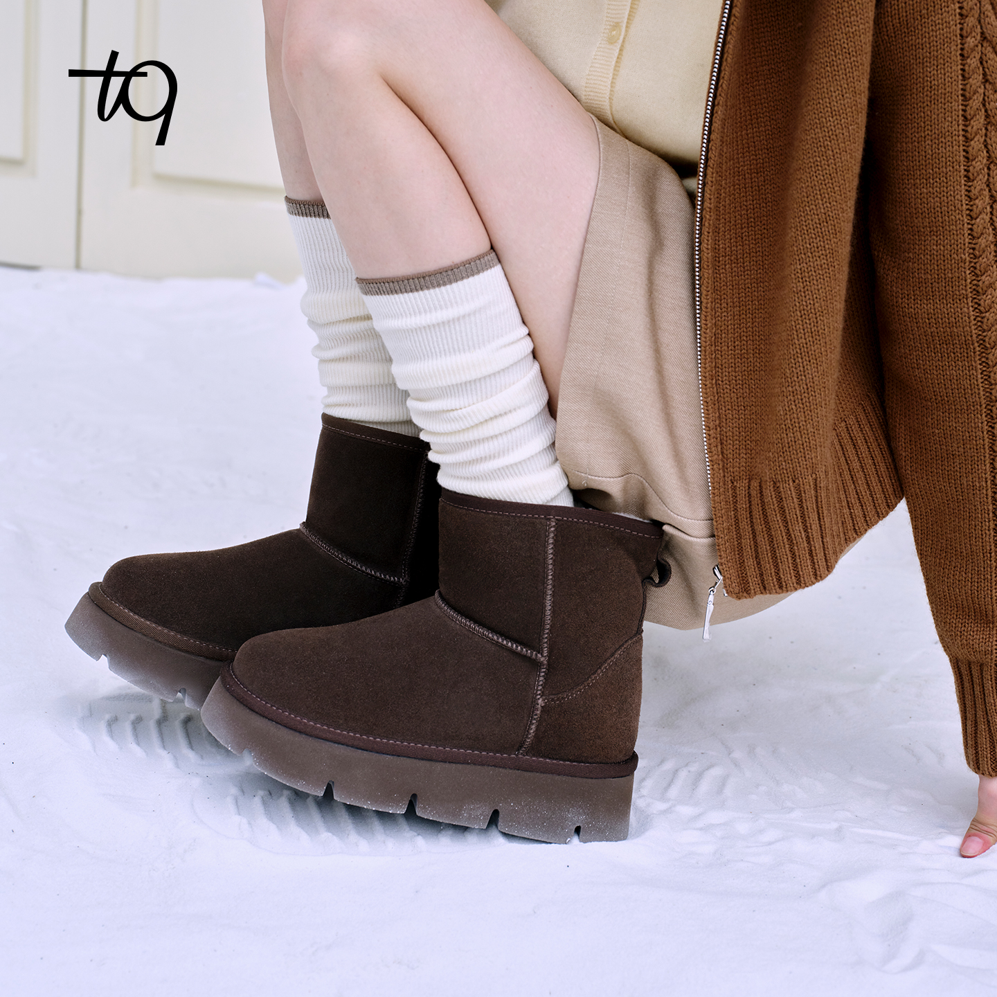Talitaqoom雪地靴2025年冬季新款简约复古加绒厚底8cm增高tq女鞋