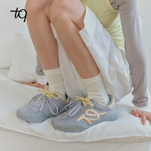 Talitaqoom焦糖系列2026年春季新款万针刺绣双鞋带灰黄德训鞋tq女