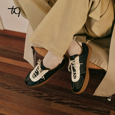 【拿铁系列】Talitaqoom德训鞋2026春季新款复古真皮休闲tq板鞋女