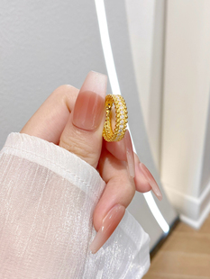 黄金V满钻戒指999足金满钻连珠戒指