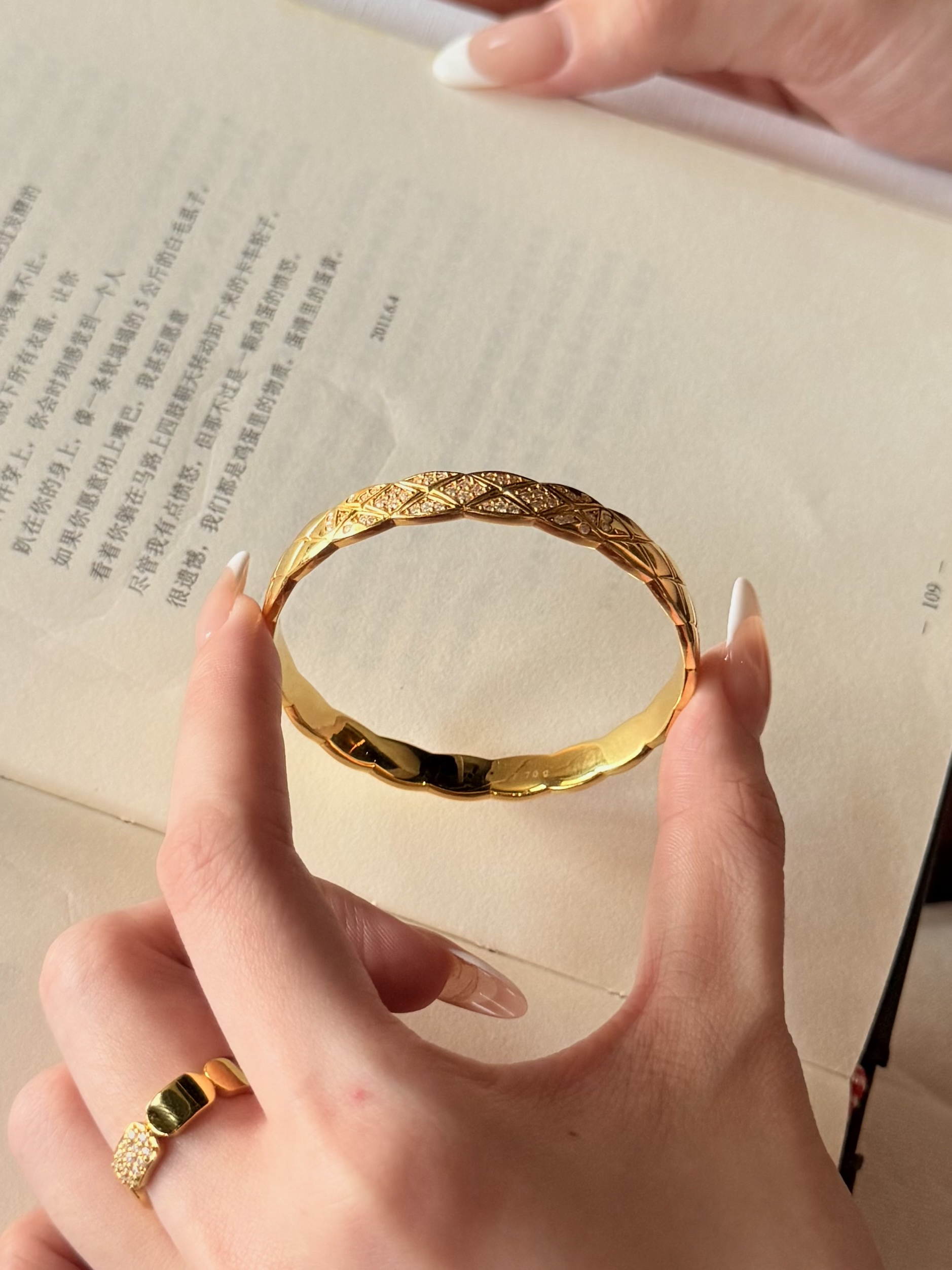 小香风手镯黄金镶嵌999足金