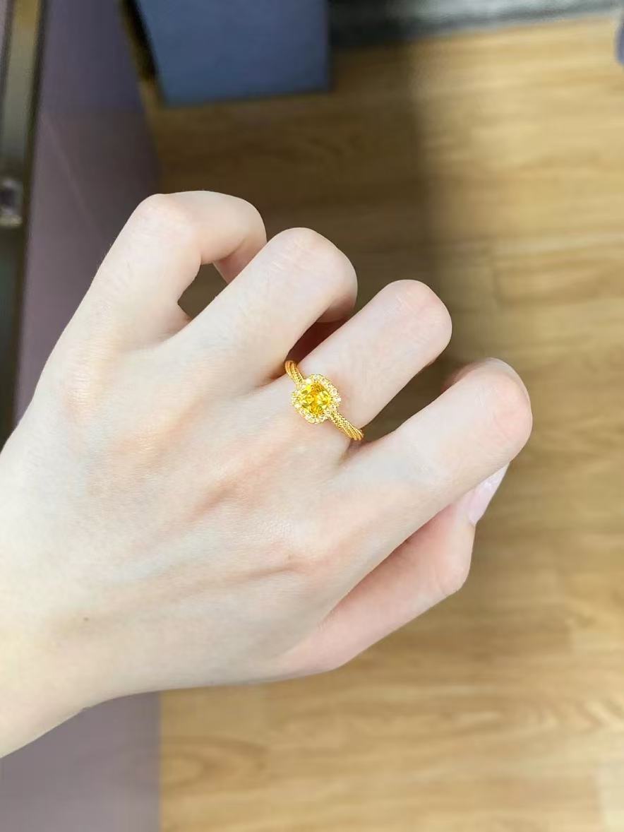 小方糖戒指黄金镶嵌999足金活口戒指