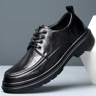 男新款 休闲百搭通勤厚底鞋 商务正装 潮流英伦风男士 子 韩版 皮鞋