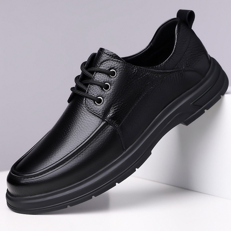 头层牛皮新款皮鞋男士商务休闲软底透气工作通勤防滑男鞋