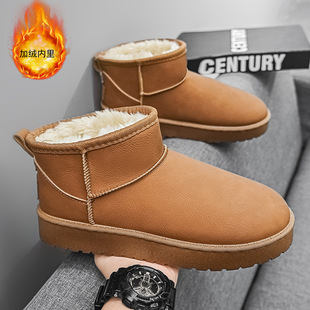保暖面包鞋 时尚 皮毛一体加绒加厚短筒 冬季 跨境防水雪地靴男士