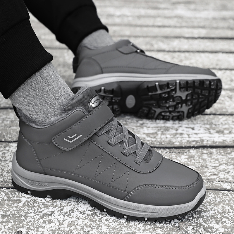 鞋子男棉鞋大码雪地靴加绒加厚棉靴魔术贴健步鞋百搭男靴