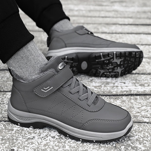 雪地靴加绒加厚棉靴魔术贴健步鞋 大码 百搭男靴 子男棉鞋 鞋