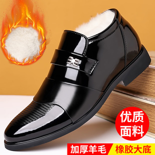 冬天保暖男士 棉鞋 男漆皮商务休闲鞋 冬季 反季 加绒男鞋 棉皮鞋 高帮鞋