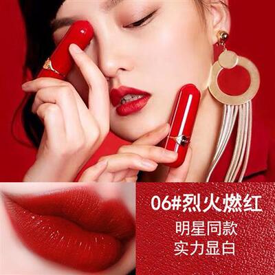 卡姿兰小红唇口红持久滋润10日落橙红05草莓亮红