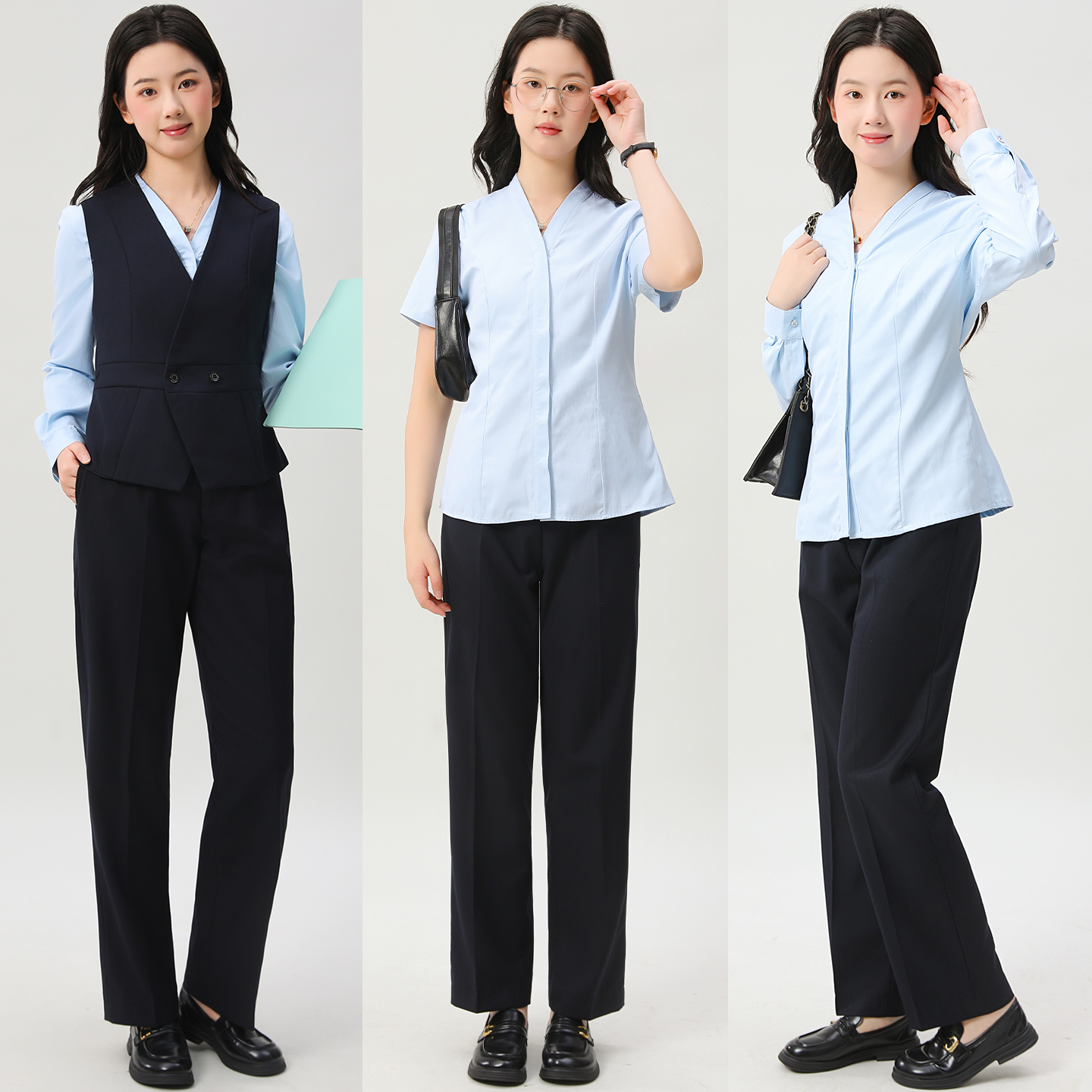 中国移动营业厅工作裤春秋西裤直筒大学生女士工服职业装宽松大码