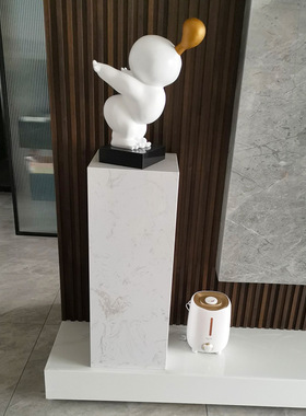 现代客厅大理石底座落地基座酒店玄关艺术品石立柱雕塑展示台摆台