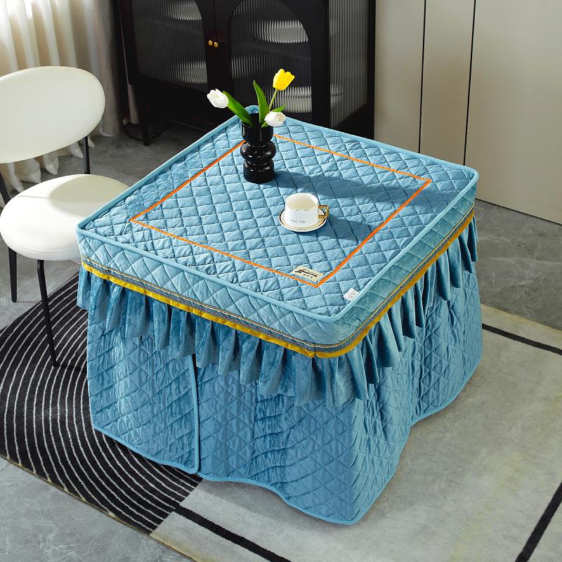 正方形烤火桌罩取暖桌套方桌双面加绒80揭盖烤火罩麻将机烤火炉罩