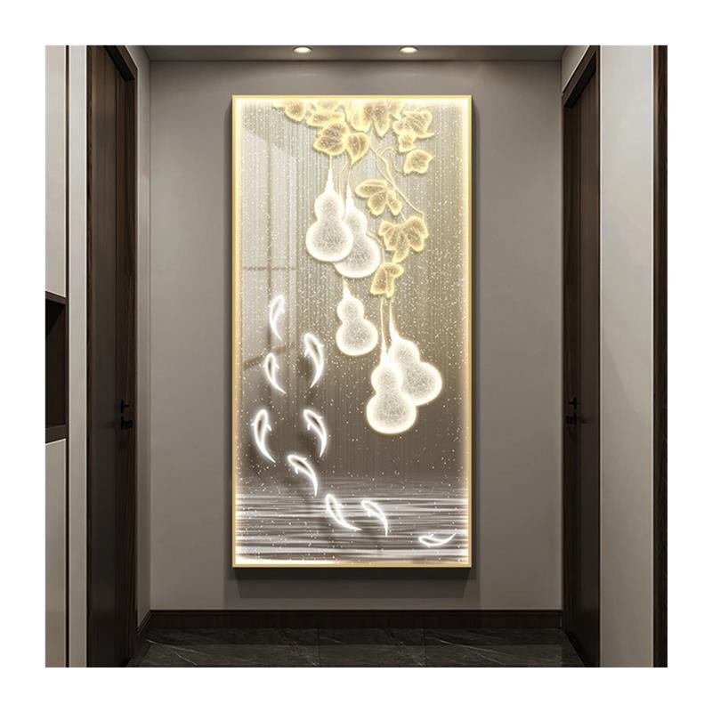 葫芦轻奢led灯画入户高档玄关装饰画葫芦走廊过道壁画正对门挂画