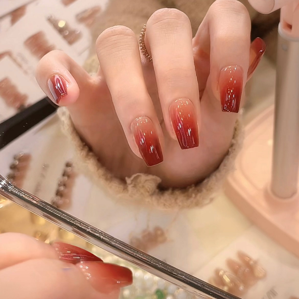 [安可红茶】穿戴甲指甲贴片新年