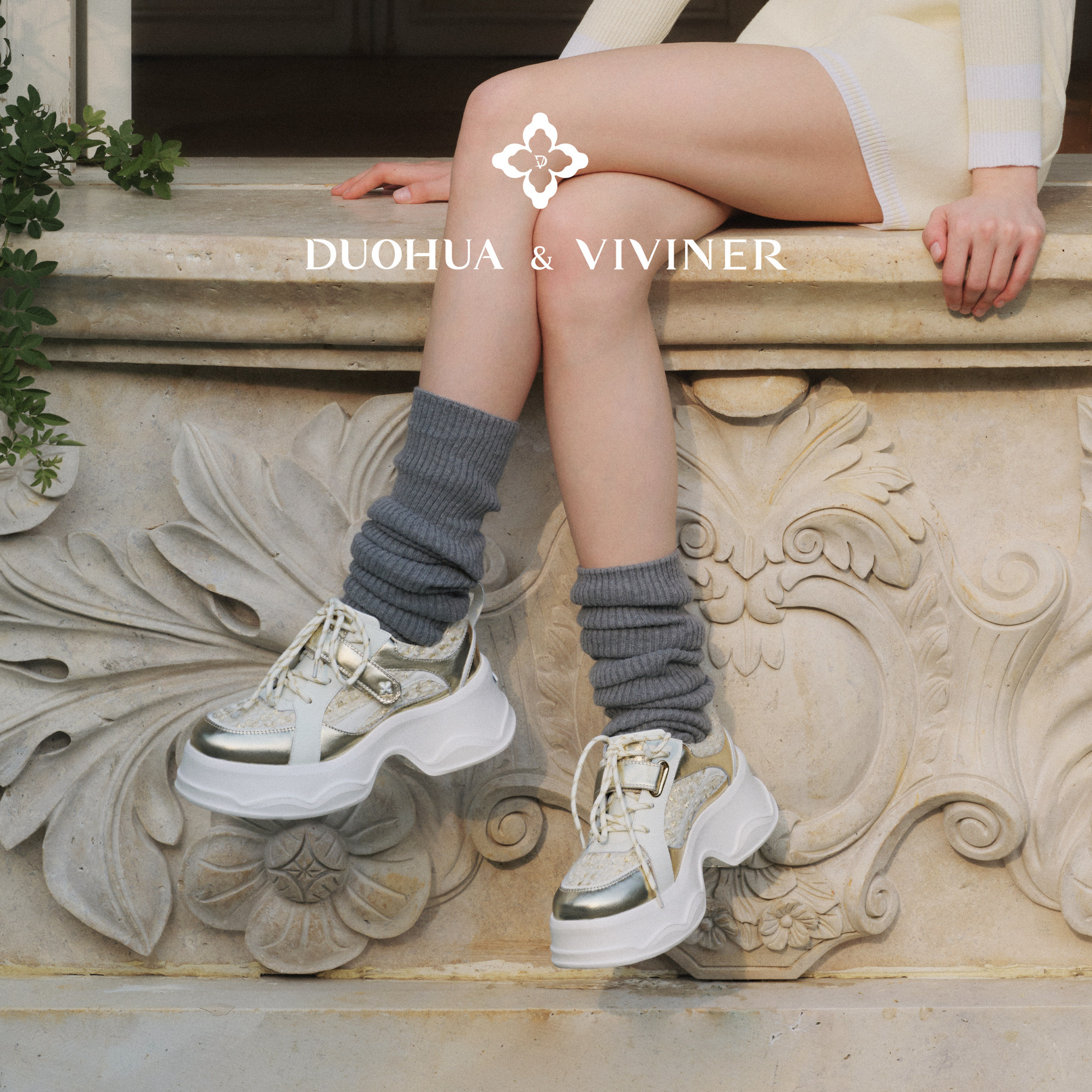 DV25秋冬新款休闲运动鞋小香风拼色老爹鞋女鞋DUOHUA&VIVINER
