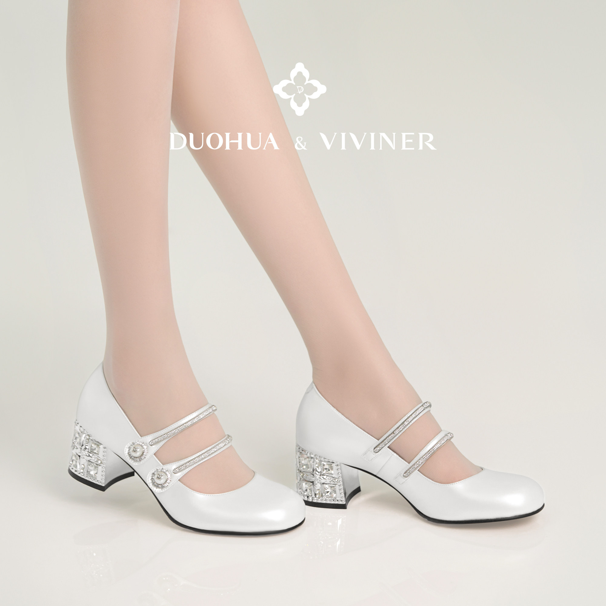 DV25秋冬新款真丝皮法式玛丽珍鞋粗跟奥钻单鞋女DUOHU&AVIVINER,女鞋,玛丽珍鞋,淘宝优惠券,粉丝福利购,淘宝优惠卷