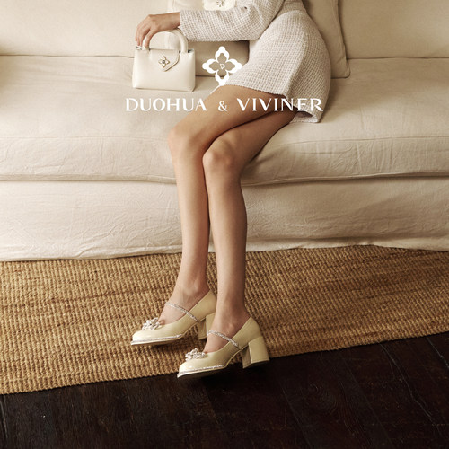 【白鹿孟子义同款】DV蝴蝶结玛丽珍粗跟法式单鞋女DUOHUA&VIVINER