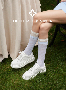 DV春秋小白鞋内增高百搭休闲鞋牛皮白色板鞋女DUOHUA&VIVINER