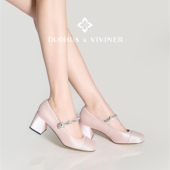 粉色粗跟玛丽珍千金单鞋 2025新款 时尚 DV法式 女鞋 DUOHUA&VIVINER